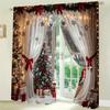 2pcs Set Festive Christmas Curtains - Snowflake & Elf Design, Light-Blocking Polyester Drapes for Living Room, Bedroom, Kitchen,