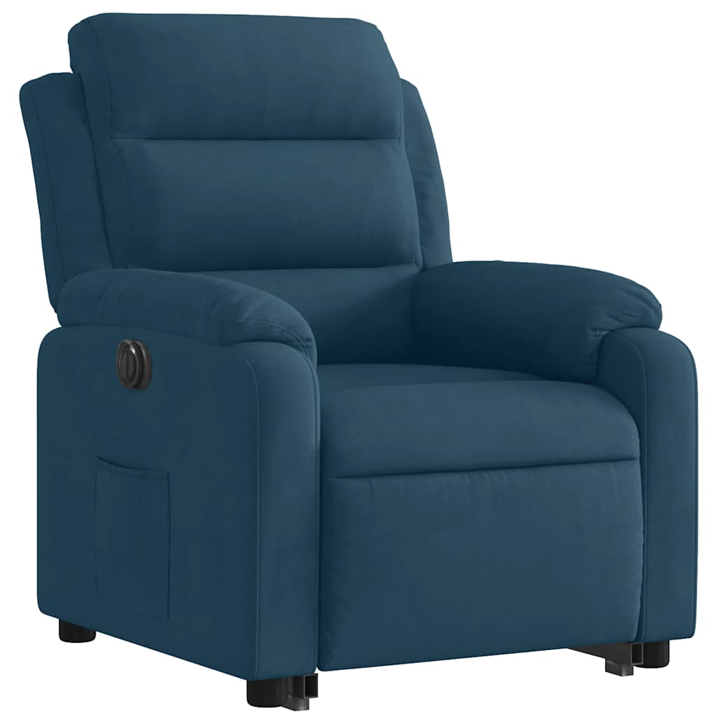 Electric Recliner Chair with Rising Function Blue Velvet