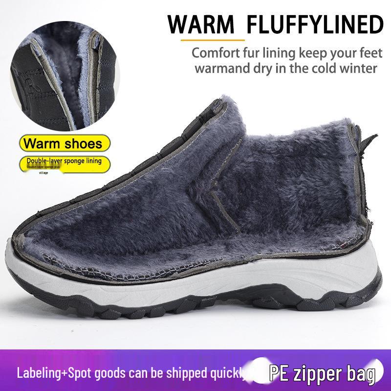 2025 Winter Plus Size Unisex Snow Boots: Slip-on, Fleece Lined, Soft Sole, Thickened Low-Top for Outdoor Use