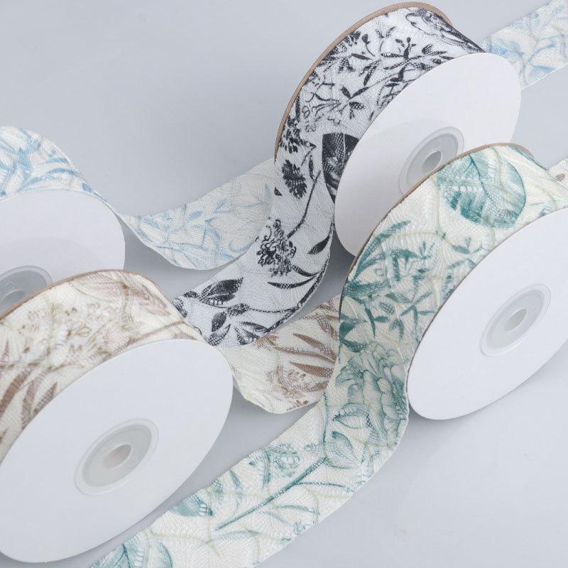 DIY Decorative Embellishments Romantic and Cozy Ancient Lace Printed Ribbon Diy Bow Handmade Decorative Ribbon Gift Cake Bouquet Packaging Ribbon
