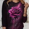 Tie Dye Rose Flower Print T Shirt New Spring Women Long Sleeve Shirts Casual O-Neck Loose Plus Size Tops Fashion Female Clothes