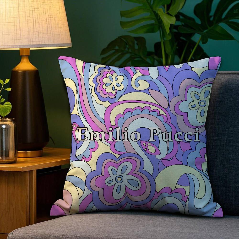 Fashion EEEEmilio logo PPucci Pillow Case Plush Fabric Soft Double Sided Print Sofa Cushion Cover Throw Pillow Covers