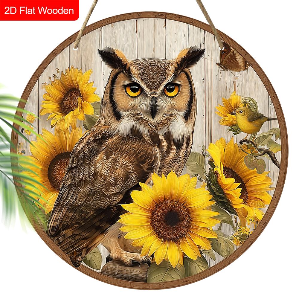 4 Different Styles of Wooden Sign with Owls Pattern, Unique Decorative Plaques for Front Door, Wall Hanging Decor, Ideal Gift for Friend & Family