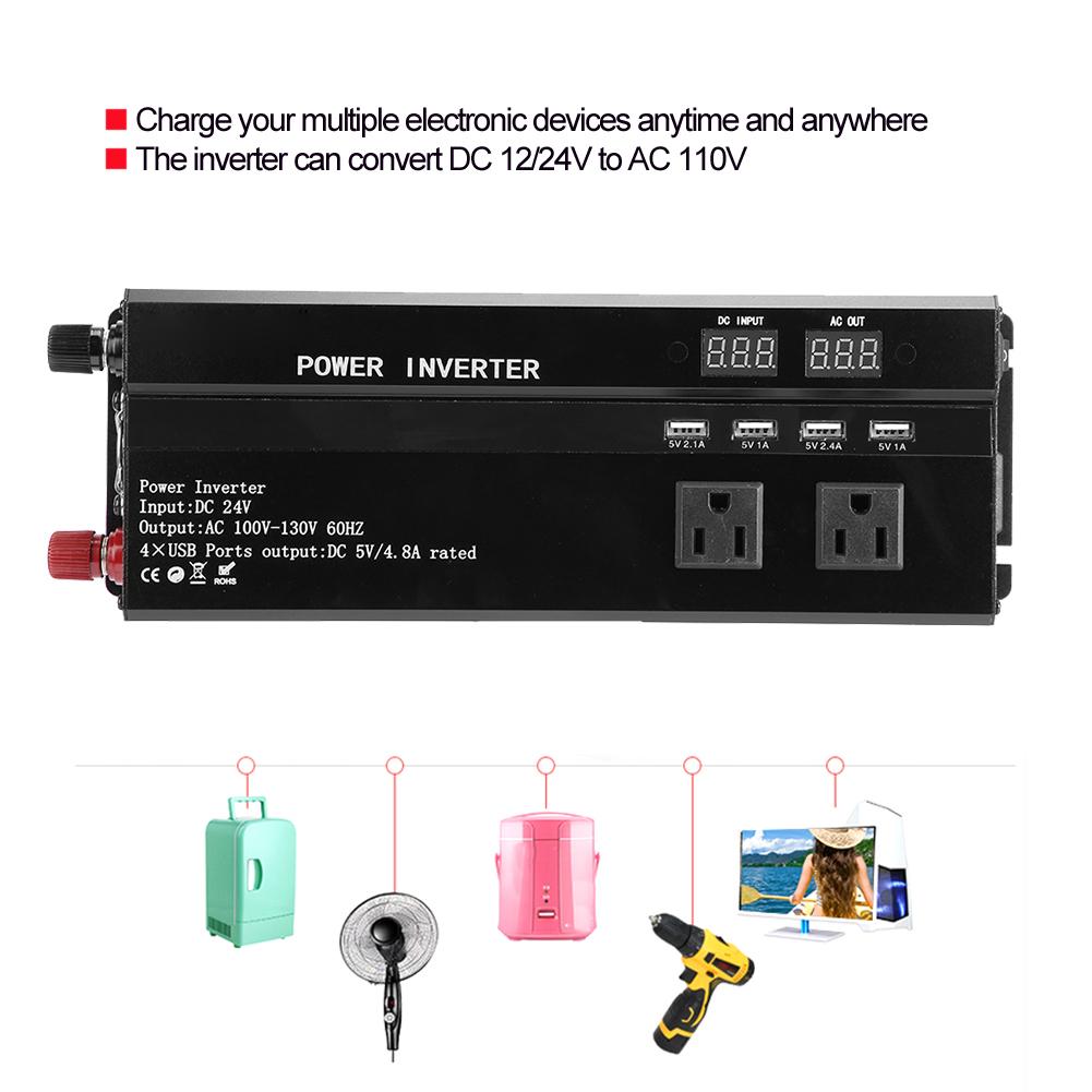 12V/24V To Black Car Solar Voltage Inverter High Power 3000W/4000W/5000W
