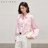 100% cotton versatile shirt new daily commuting contrasting vertical stripe lapel top