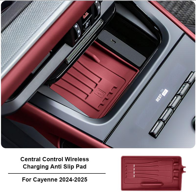 Для Porsche Cayenne 2024 2025 автомобильный силиконовый центральный консольный органайзер коробка держатель для стакана беспроводная зарядная панель вставка для стакана аксессуары