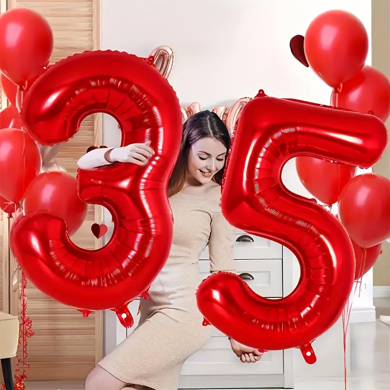 1 шт. - 32-дюймовые ярко-красные цифровые шары из алюминиевой фольги 0-9 - Идеально подходят для дней рождения и праздников, просты в использовании, не требуют питания CDN