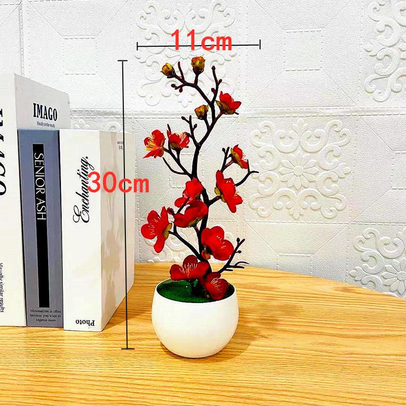 1pc Chinese Style Simulation Wintersweet With Flower Pot, Suitable For Living Room, Cabinet, Table Decoration