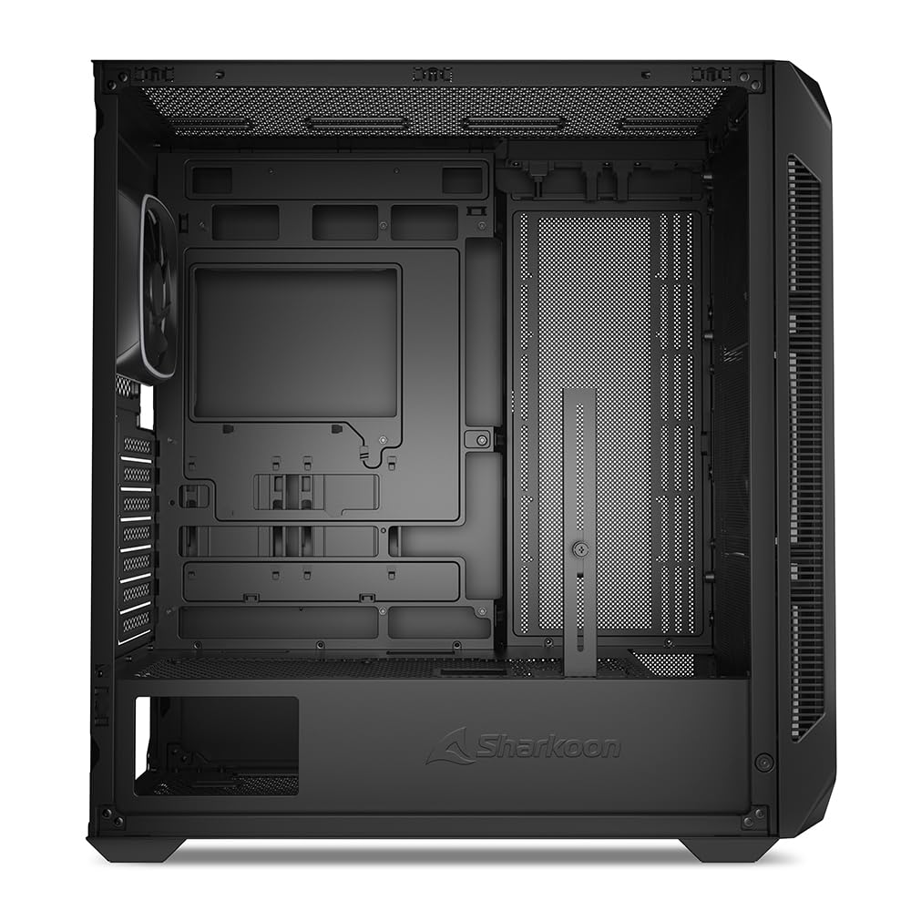 Корпус Sharkoon Middle Tower для ПК с задним разъемом, совместимый с AK5G RGB, черная передняя панель из закаленного стекла, совместим со стандартными материнскими платами.