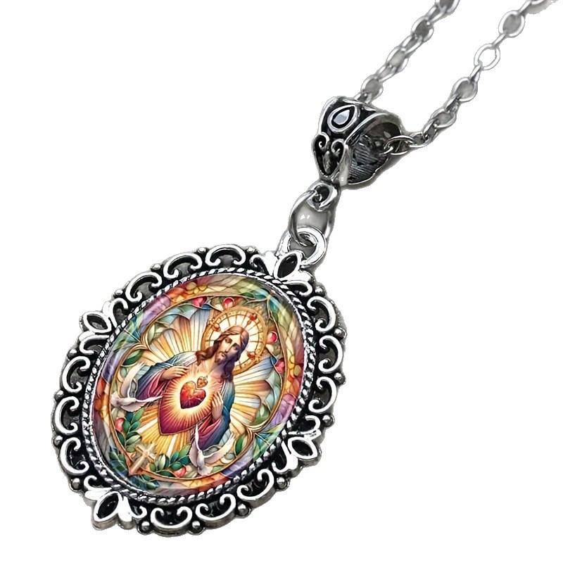 Кулон Стильный Элегантный Овальной Формы, Религиозный Подарок Ожерелье для Мужчин
