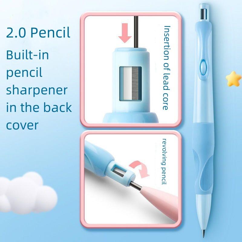 Автоматический карандаш с позитивной осанкой, грифель толщиной 2,0 мм, отличный захват, карандаш для занятий рисованием со сменными стержнями для школьников