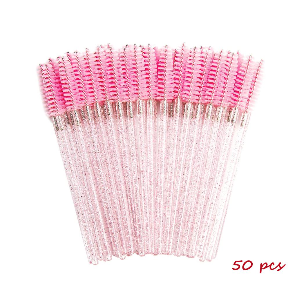 50-200pcs Disposable Eyelash Mascara Brushes with Crystal Handles Included Storage Box Travel Pack Bristles for Makeup Accessory