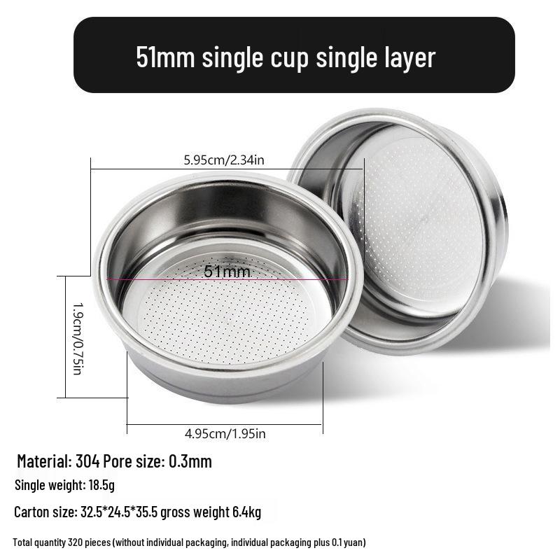 Stainless Steel Coffee Powder Bowl Filter: Single/Double 51, 58 & 53 Blind Bowl Options