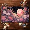 Fantasy Game Mat Romantic Pink Peony Flower Full Moon Pattern Smooth Non Slip Rubber Desk Pad For Tabletop Card Games And Gaming