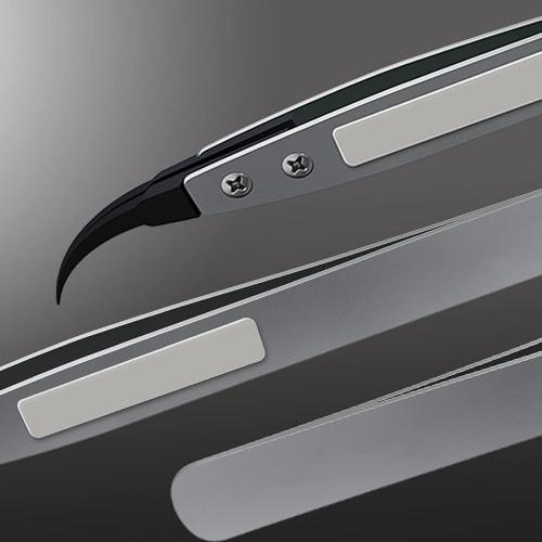 Tweezers, Hobby Tool, Gundam Plastic Model Kit, Ultra-Fine Tip Width 0.5mm, Anti-Static, Metallic, Matte Finish, Bent Tip