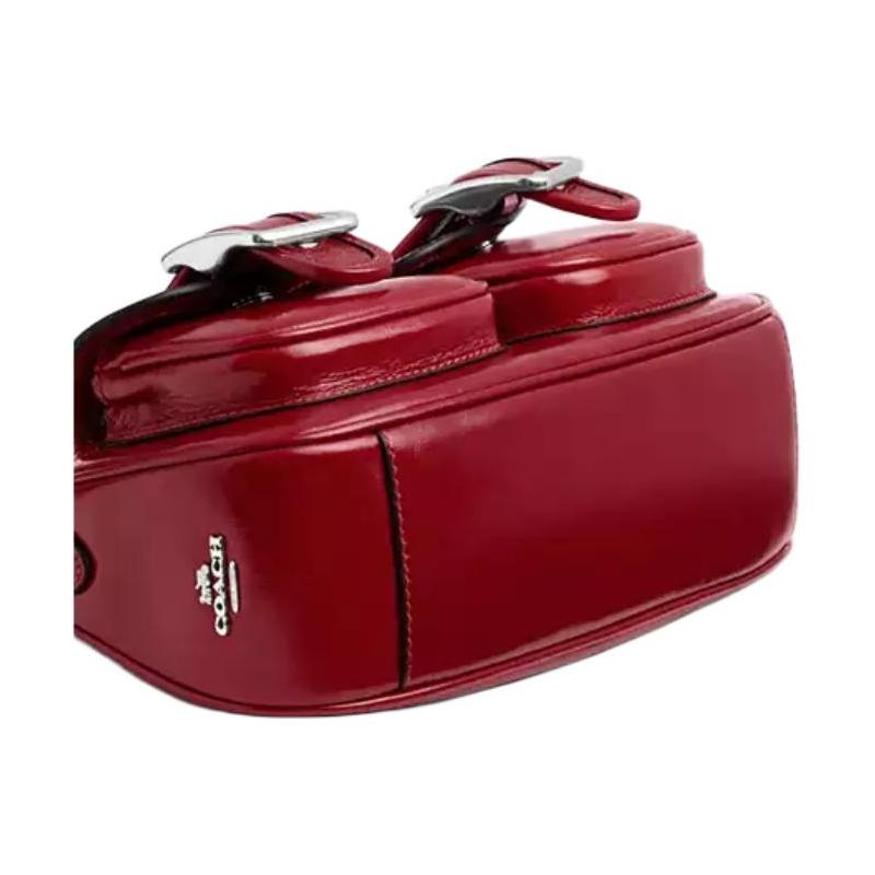 Coach Аштон 25 Золотой Металл Многофункциональный Карманный Кожаный Женский Средний Красный