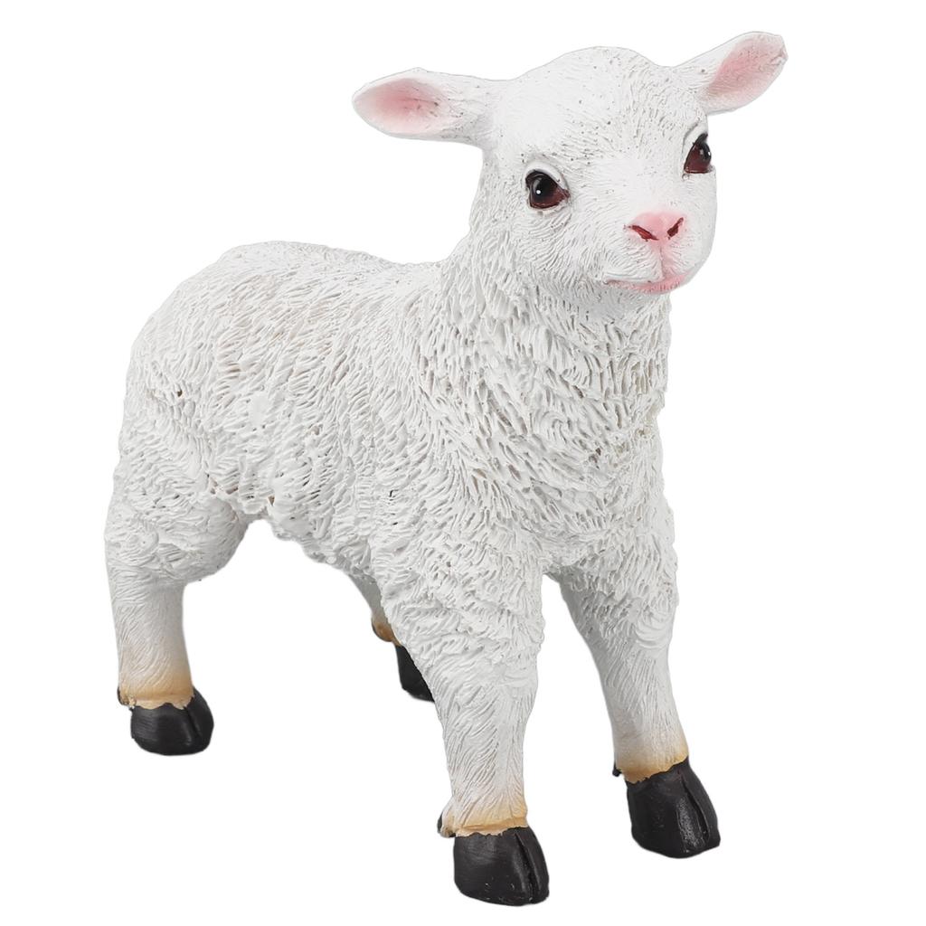 Статуэтка овцы ручной работы, реалистичная фигурка в форме ягненка, смола, садовая скульптура для внутреннего и наружного украшения