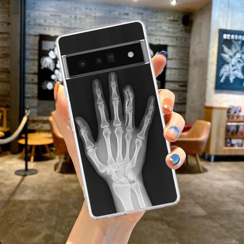 Чехол для телефона Google Pixel 9 8 7 6 5 4 4XL 7A 6A 5A 4A 3A Pro XL 5G Прозрачный Мягкий ТПУ Корпус Осенний Рентгеновский Снимок Костей Руки