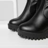 Q/Женские ботинки на высоком каблуке, осенние и зимние новые однотонные мотоциклетные ботинки большого размера