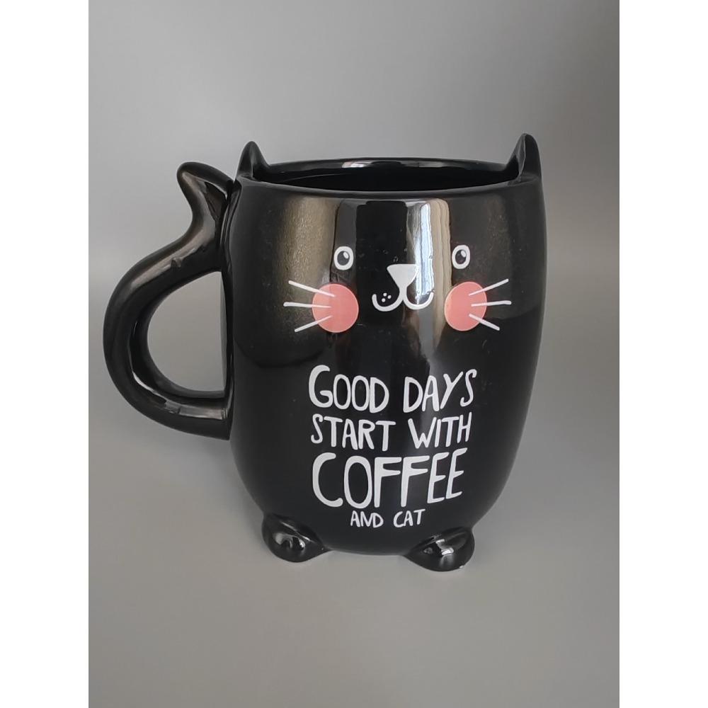 Кружка с мультяшным рисунком, керамическая кружка, кружка с черной кошкой, кружка с серой кошкой, офисная кружка для воды, детская кружка для молока, кружка для завтрака.