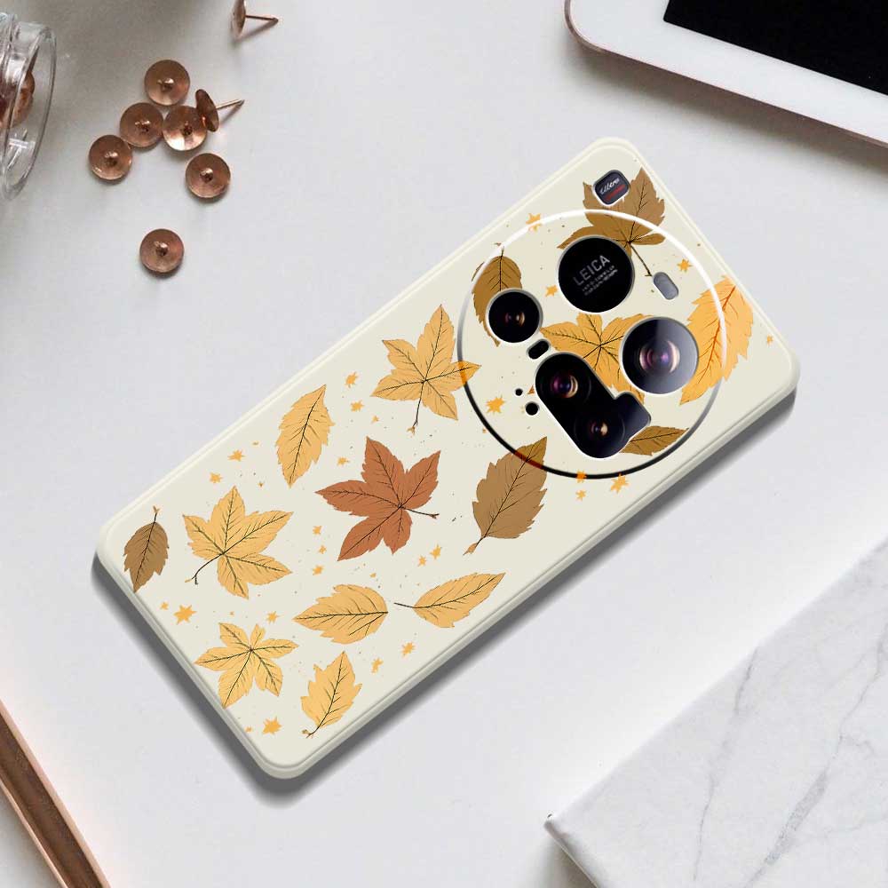 For Xiaomi 15 Ultra Case Maple Leaves Pattern Printing Straight Edge TPU Phone Back Cover