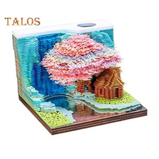 3D Tree House блокнот бумажная скульптура модель гладкий письменный стол календарь семейный блокнот со светодиодной подсветкой