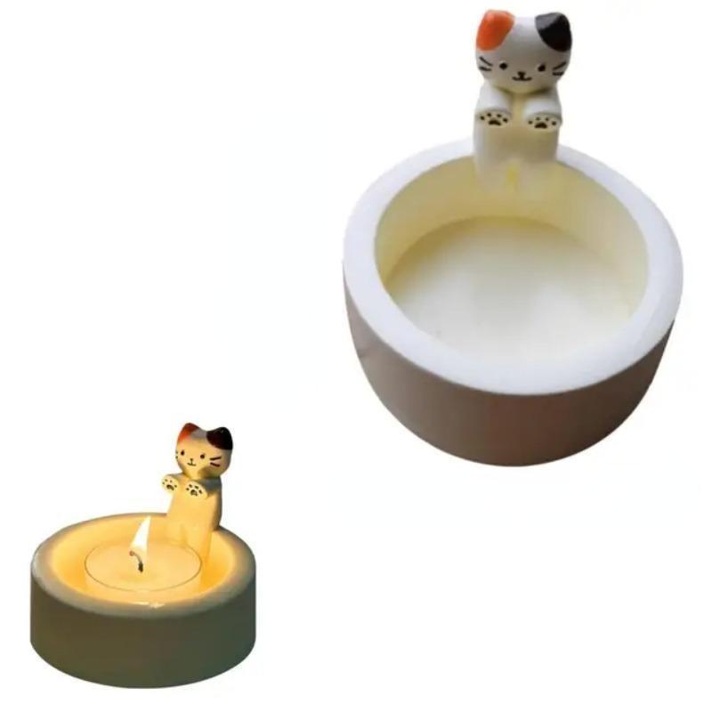 Милый подсвечник с котенком, согревающие лапы, мультяшный подсвечник, забавный, креативный, с прекрасным ароматом, термостойкие поделки, украшение для дома