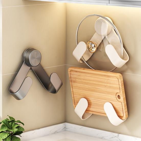 1/2 шт. Подставка-держатель для крышки кастрюли на присоске, настенный вращающийся дизайн, простая установка, держатель для крышки кастрюли, кухонный органайзер