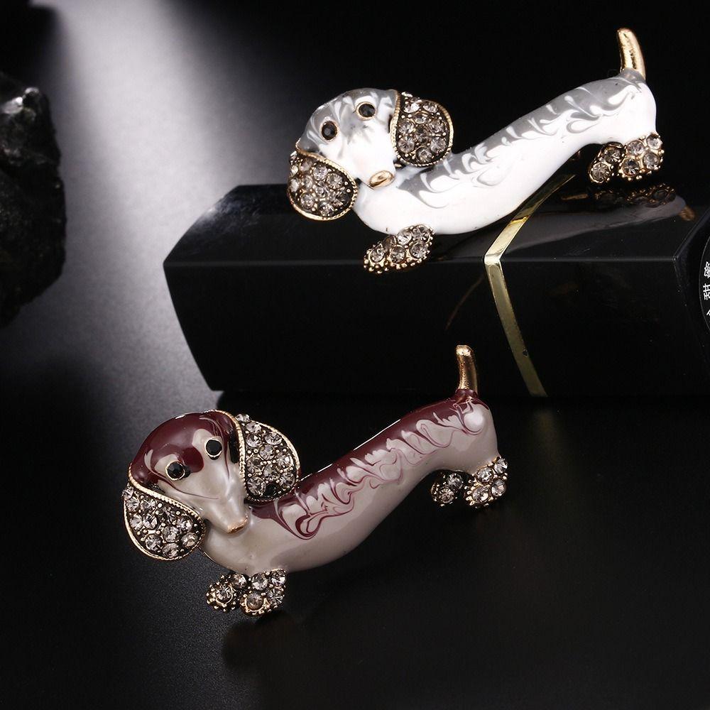 Animal Rhinestone Niche Design Fashion Jewelry Clothing Accessory Women Brooch Dachshund Dog Brooch