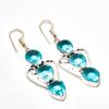 Swiss Blue Topaz Gemstone Handmade 925 Silver Plated Jewelry Earring 2.27"