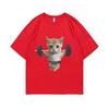 Funny Gym Sam Sulek Cat Graphic Print T-shirts Men Women Cute Fitness Pump Cover Tshirt Oversized Unisex Breathable Casual Top
