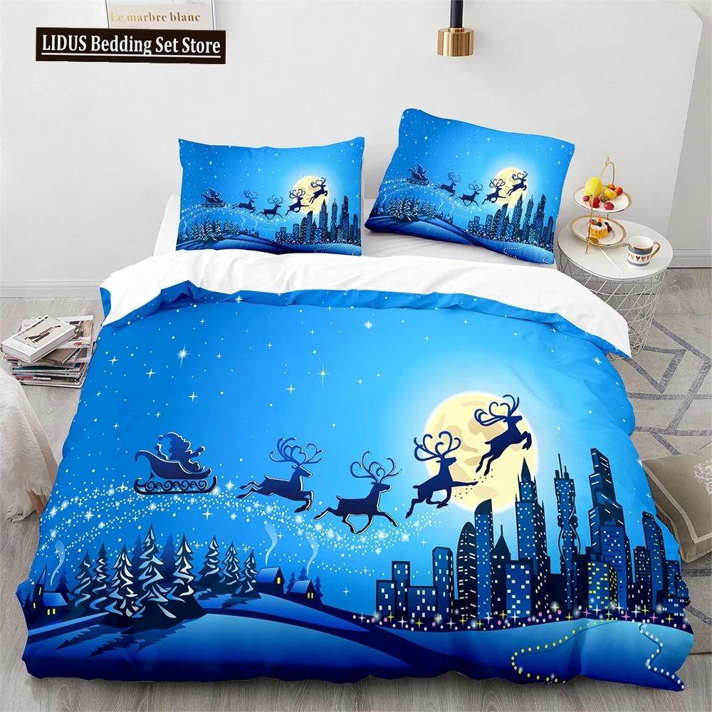 Рождественский комплект пододеяльников King Queen Full Size Snowflake Gold с рисунком оленя Праздничный комплект постельного белья из полиэстера для детей