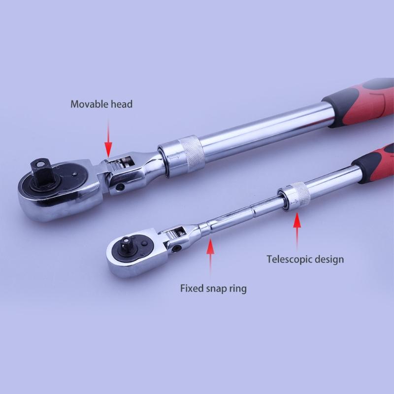 72-Tooth Extendable Flex-Head Ratchet Wrench 1/4 3/8 & 1/2-Inch Drives Carbon Steel Auto Mechanics/Confined Spaces
