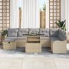 VidaXL 9-Piece Garden Sofa Set with Cushions Beige Poly Rattan 3359737