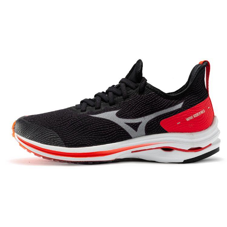 Mizuno Wave Rider Neo 1 Шнуровка Ткань Синтетическая кожа Противоскользящие Износостойкие Дышащие Низкие Кроссовки Женские кроссовки Черные Красные J1GD207802