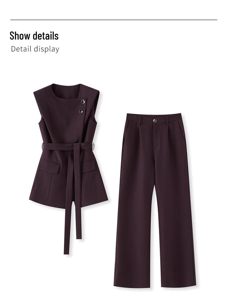 Высококачественный комплект из двух предметов в западном стиле: длинный жилет приталенного силуэта и брюки микроклеш.