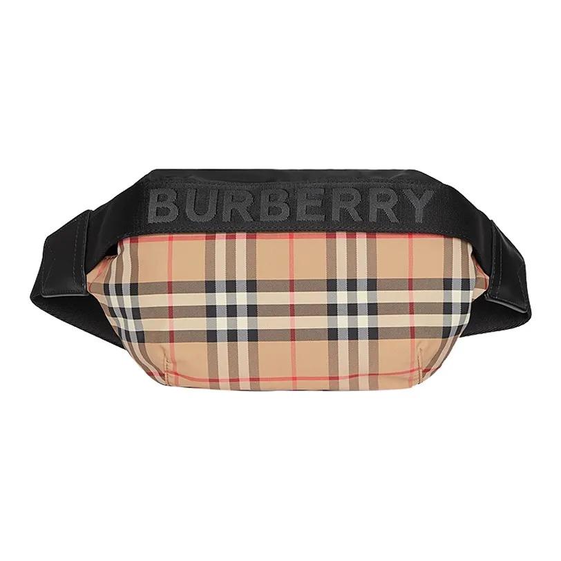 Burberry Сумка через плечо, на пояс, унисекс, средний размер, из телячьей кожи с принтом Monogram и полиамида, цвет бежевый