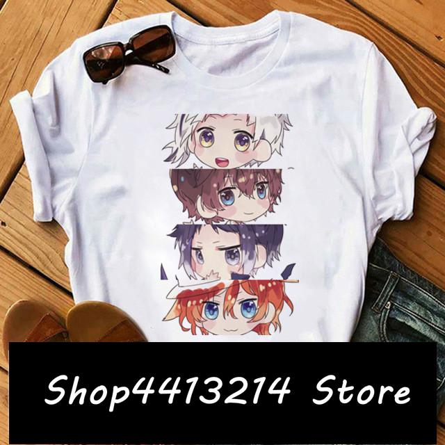 Футболка Bungo Stray Dogs, женская футболка в стиле Харадзюку с аниме, Осаму Дазай Накадзима Ацуши, белые футболки с короткими рукавами и рисунком, летние