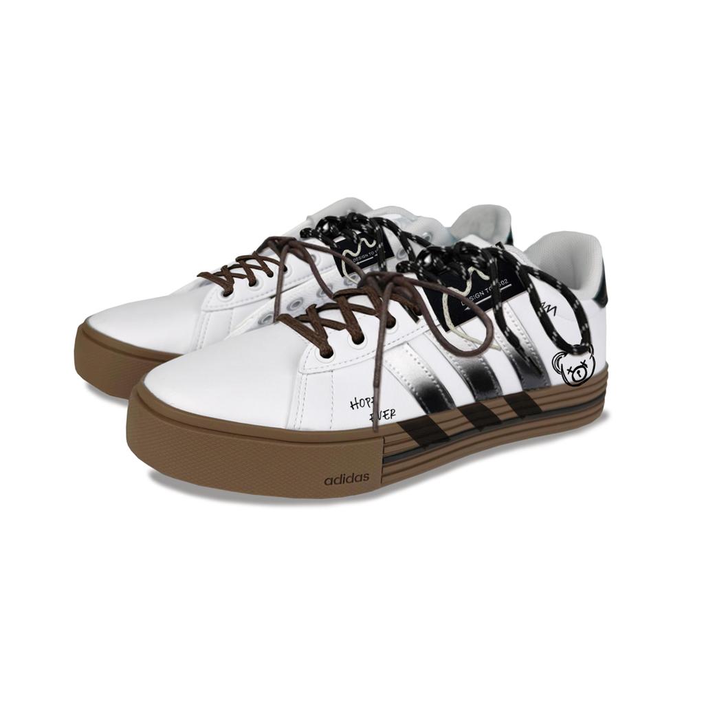 Adidas Daily 4.0 Abrasion Resistant Slip Resistant Low top Skateboard Shoes Unisex White Black JR0077(Team51-)