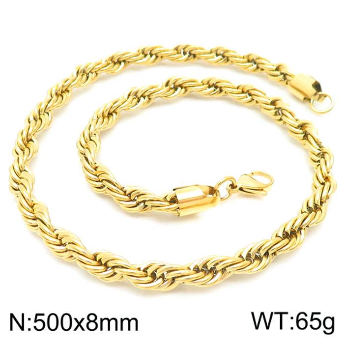 Durable Stainless Steel Rope Chain Necklace - Multi-Size, Titanium Steel for Men and Women
