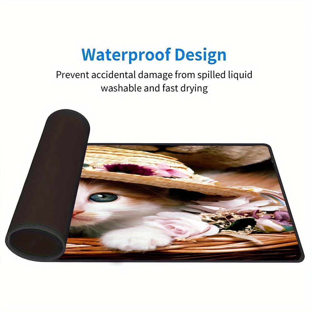 1pc Large Gaming Mouse Pad, UV Reactive Non-Slip Desk Mat, Washable PolyesterCate, Kitten, BasketComputer Pad with Vibrant Game Machine Prin