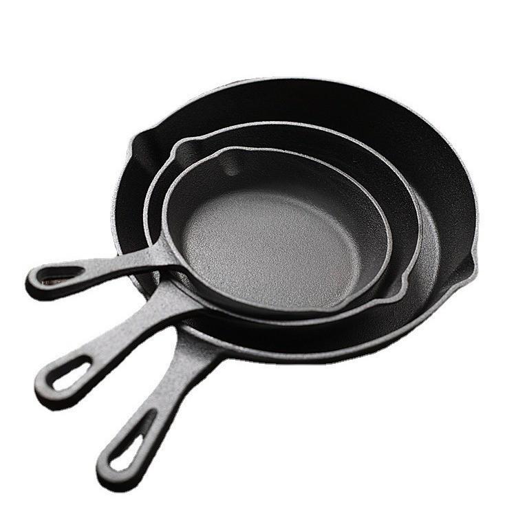 Старомодная чугунная мини-сковорода с плоским дном — толстая, с антипригарным покрытием, подходит для стейковых, газовых и индукционных плит