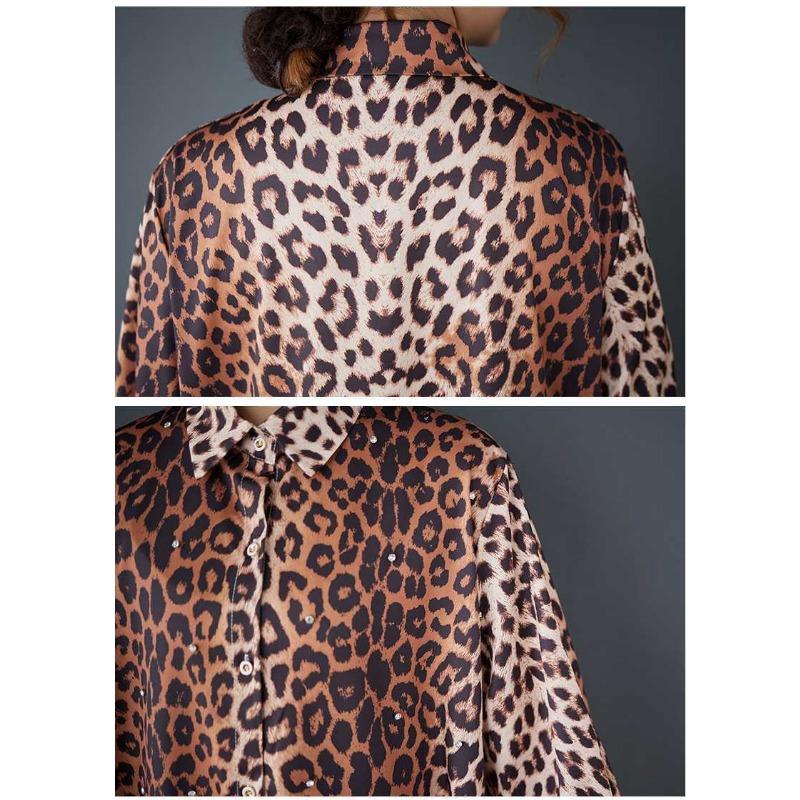 Свободные литературные большие размеры модные леопардовые принты средней длины темпераментные повседневные платья