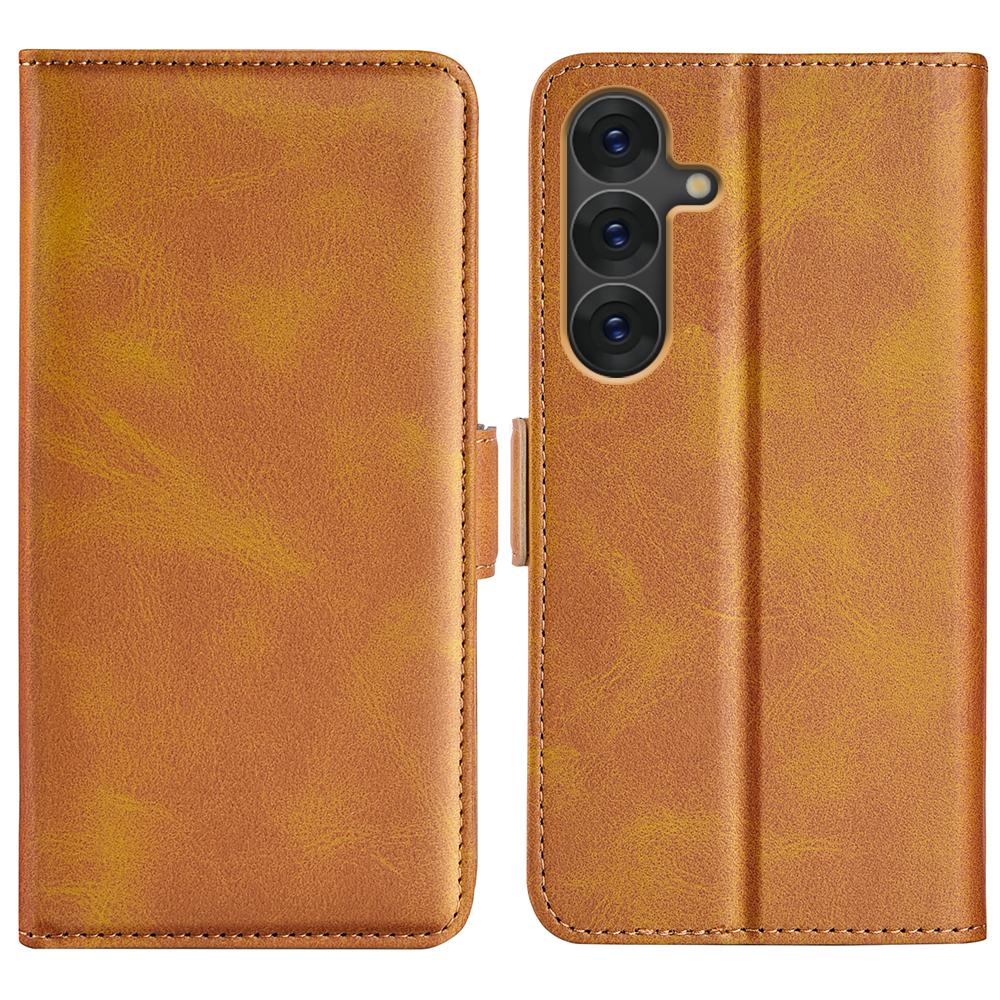 Для Samsung Galaxy S25+ Чехол-подставка из телячьей кожи с текстурой, чехол-кошелек для телефона