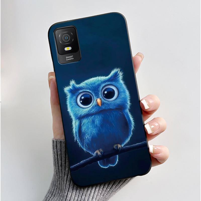 Black Casing For TCL 403/Vodafone Smart M23 Beautiful Manga Style Cherry Blossom Street Pattern Anti-scratch Cover Soft Case