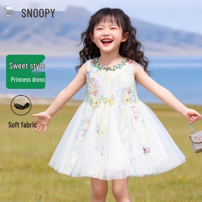 SNOOPY Летнее платье-трапеция с цветочным принтом и matching шляпкой для девочки
