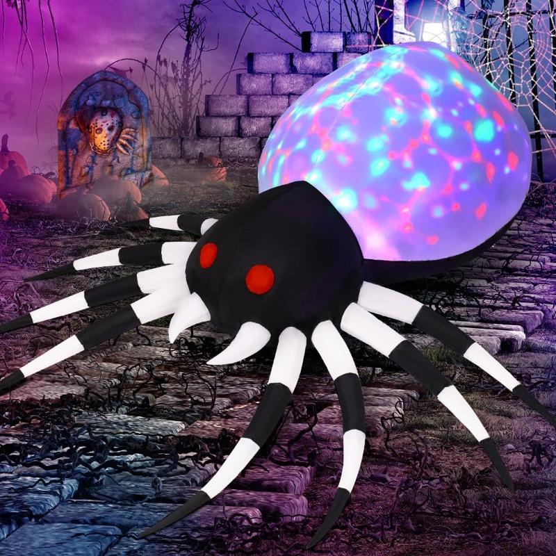 6FT Halloween Inflatable Toys Spider Holiday Decoration with Magic Light Blow Up Inflatables for Outdoor Yard Lawn Decor Garden
