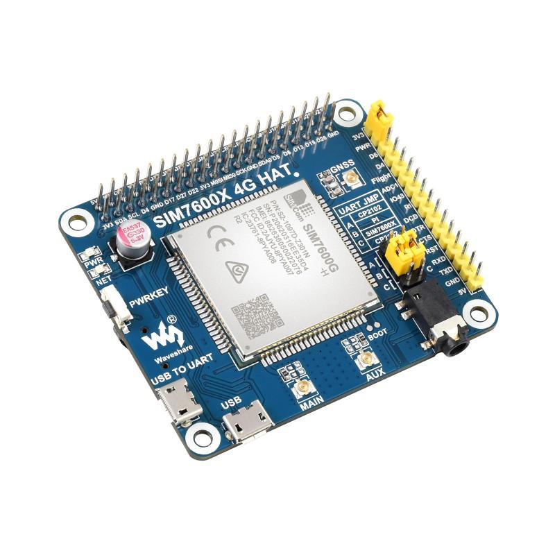 4G HAT SIM7600G-H для Raspberry Pi, поддержка LTE Cat-4 4G / 3G / 2G, GNSS позиционирование, глобальные диапазоны
