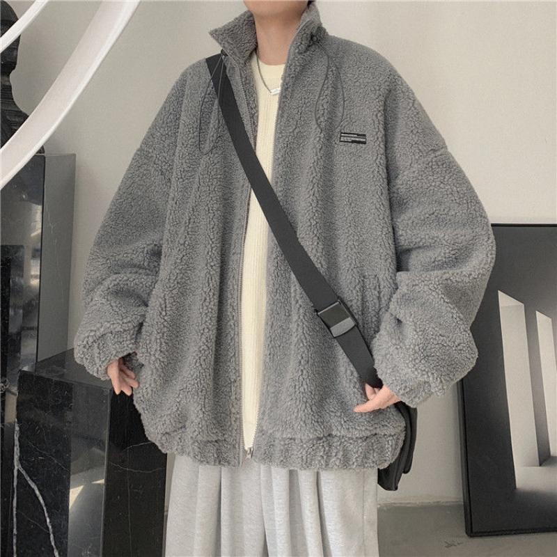 Lamb's Fleece Jacket Men's Models Autumn and Winter Korean Version of Loose Handsome Men's Winter Plus Thick Jacket