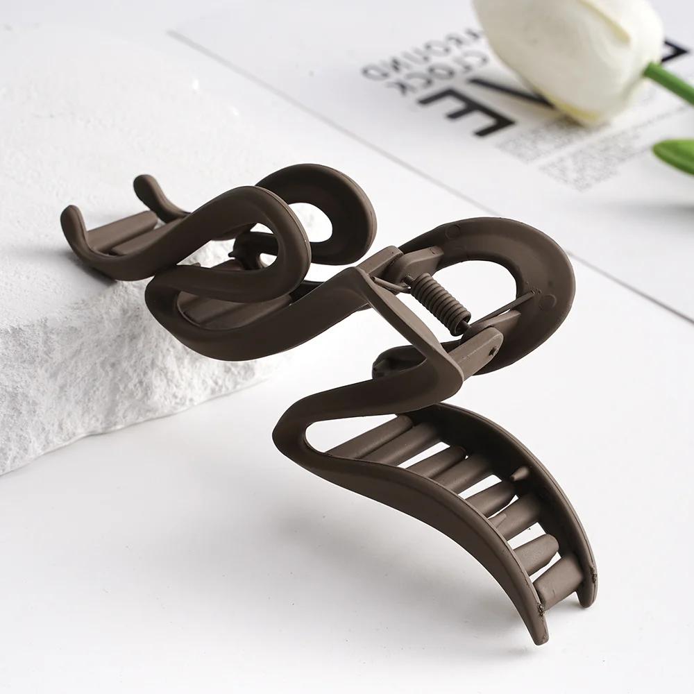 13cm Matte Acrylic Hair Clips for Women Wave Hair Claw Ponytail Holder Girls Hair Accessories Headwear 4 Colors